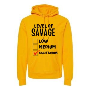 Sagittarius Horoscope Level Of Savage Zodiac Traits Pun Gift Premium Hoodie