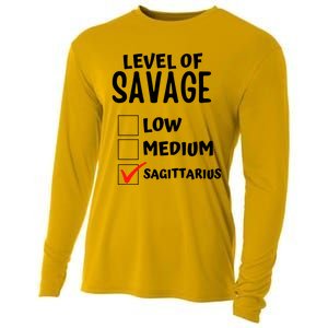 Sagittarius Horoscope Level Of Savage Zodiac Traits Pun Gift Cooling Performance Long Sleeve Crew