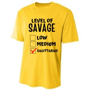 Sagittarius Horoscope Level Of Savage Zodiac Traits Pun Gift Performance Sprint T-Shirt