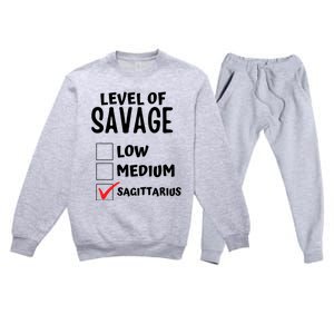 Sagittarius Horoscope Level Of Savage Zodiac Traits Pun Gift Premium Crewneck Sweatsuit Set