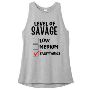 Sagittarius Horoscope Level Of Savage Zodiac Traits Pun Gift Ladies PosiCharge Tri-Blend Wicking Tank