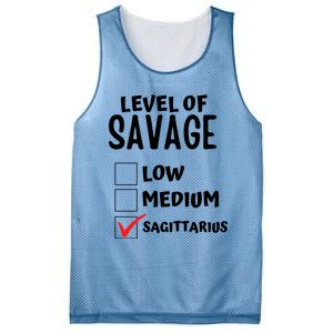 Sagittarius Horoscope Level Of Savage Zodiac Traits Pun Gift Mesh Reversible Basketball Jersey Tank