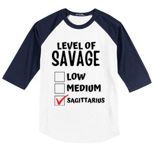 Sagittarius Horoscope Level Of Savage Zodiac Traits Pun Gift Baseball Sleeve Shirt