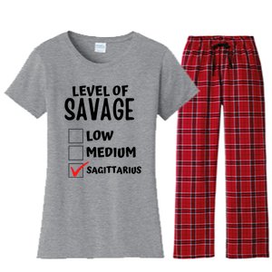 Sagittarius Horoscope Level Of Savage Zodiac Traits Pun Gift Women's Flannel Pajama Set