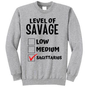 Sagittarius Horoscope Level Of Savage Zodiac Traits Pun Gift Tall Sweatshirt