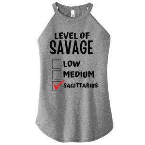 Sagittarius Horoscope Level Of Savage Zodiac Traits Pun Gift Women's Perfect Tri Rocker Tank