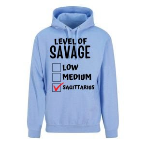 Sagittarius Horoscope Level Of Savage Zodiac Traits Pun Gift Unisex Surf Hoodie