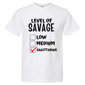 Sagittarius Horoscope Level Of Savage Zodiac Traits Pun Gift Garment-Dyed Heavyweight T-Shirt