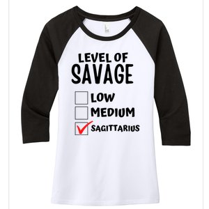 Sagittarius Horoscope Level Of Savage Zodiac Traits Pun Gift Women's Tri-Blend 3/4-Sleeve Raglan Shirt