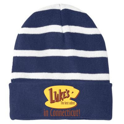 Stars Hollow Lukes Coffee The Best Coffee In Connecticut Striped Beanie with Solid Band