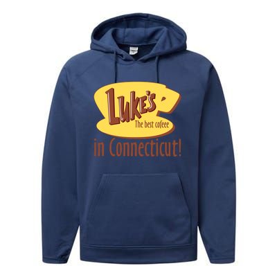 Stars Hollow Lukes Coffee The Best Coffee In Connecticut Performance Fleece Hoodie