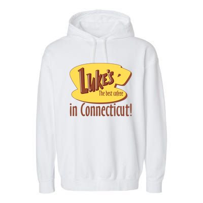 Stars Hollow Lukes Coffee The Best Coffee In Connecticut Garment-Dyed Fleece Hoodie