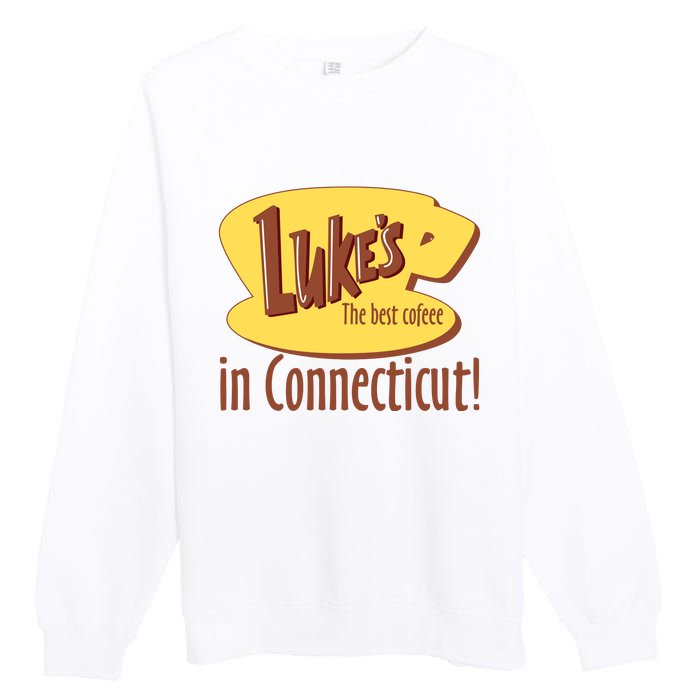 Stars Hollow Lukes Coffee The Best Coffee In Connecticut Premium Crewneck Sweatshirt