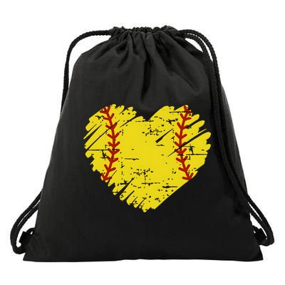 Softball Heart Lover Sporty Sport Drawstring Bag