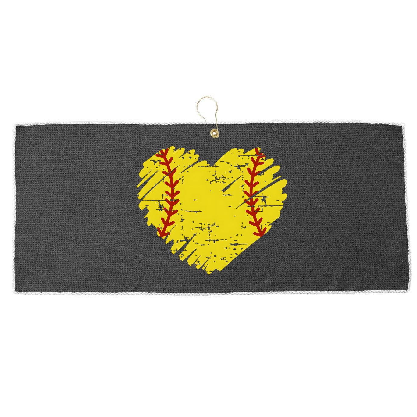 Softball Heart Lover Sporty Sport Large Microfiber Waffle Golf Towel