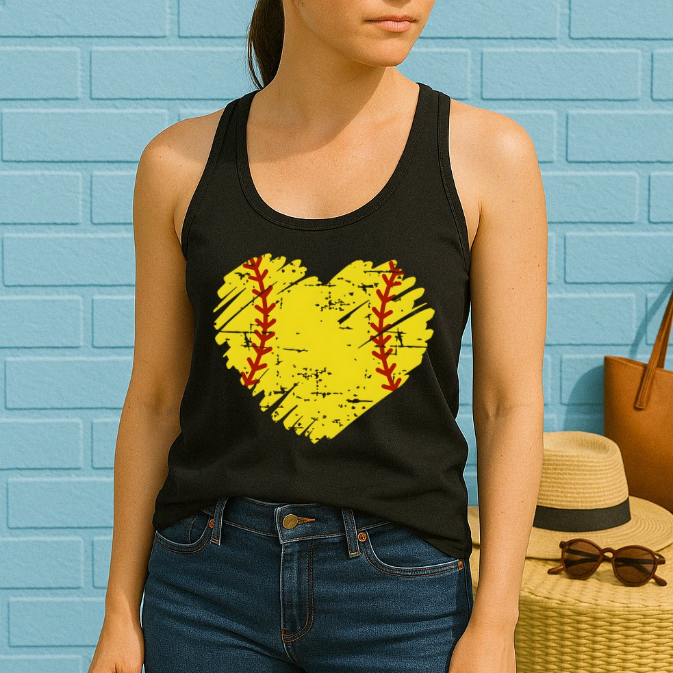 Softball Heart Lover Sporty Sport Womens Tank Top
