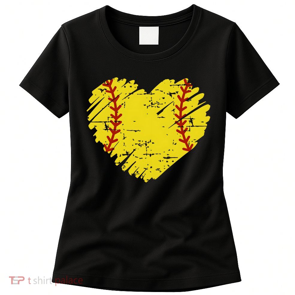 Softball Heart Lover Sporty Sport Womens T-Shirt