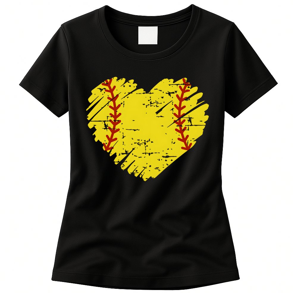 Softball Heart Lover Sporty Sport Womens T-Shirt