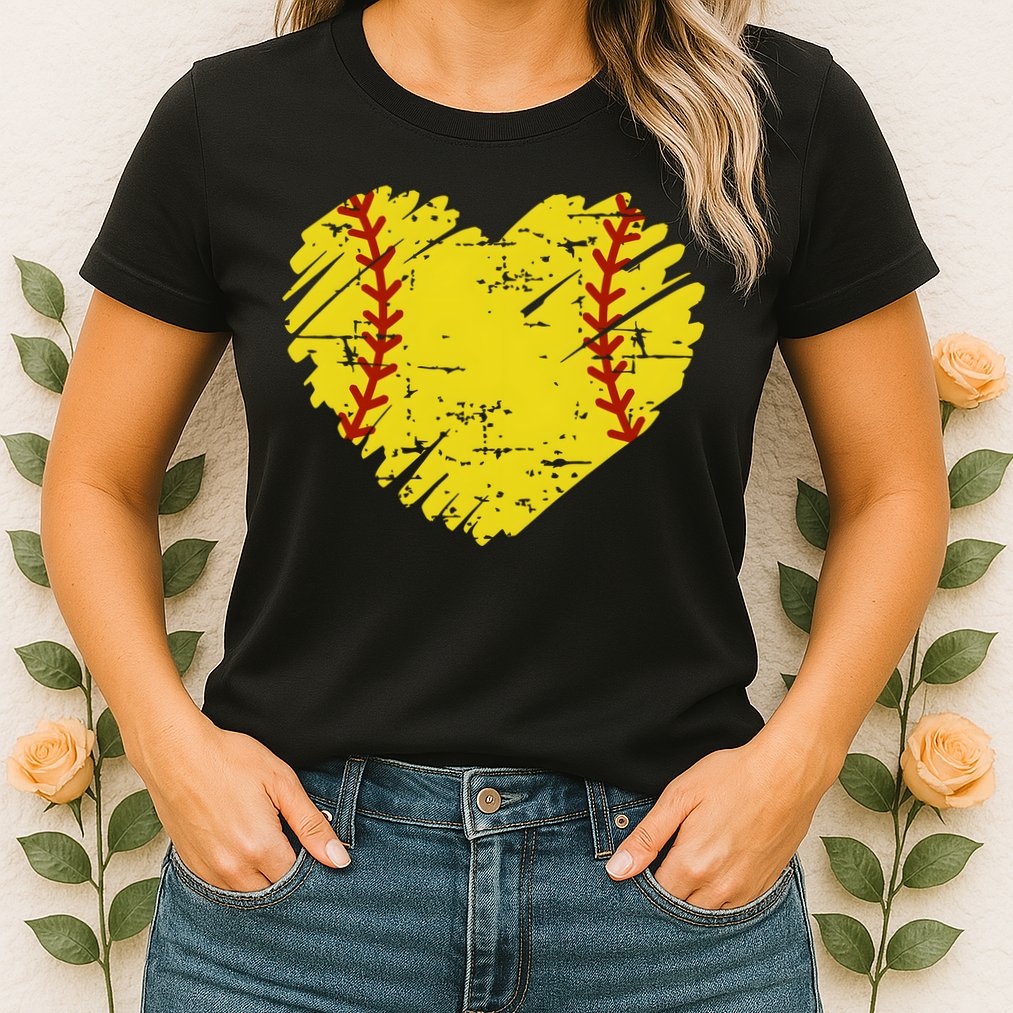 Softball Heart Lover Sporty Sport Womens T-Shirt
