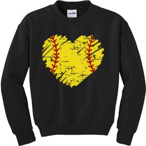 Softball Heart Lover Sporty Sport Kids Sweatshirt