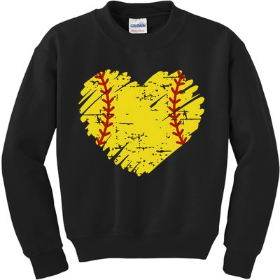 Softball Heart Lover Sporty Sport Kids Sweatshirt