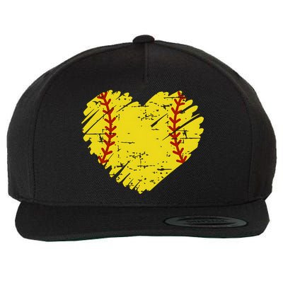 Softball Heart Lover Sporty Sport Wool Snapback Cap
