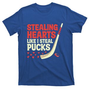 Stealing Hearts Like I Steal Pucks Cute Hockey Player Design Funny Gift T-Shirt