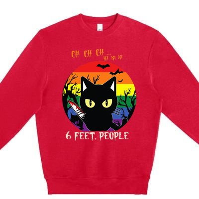 Scary Halloween LGBT Pride Rainbow Cat Premium Crewneck Sweatshirt