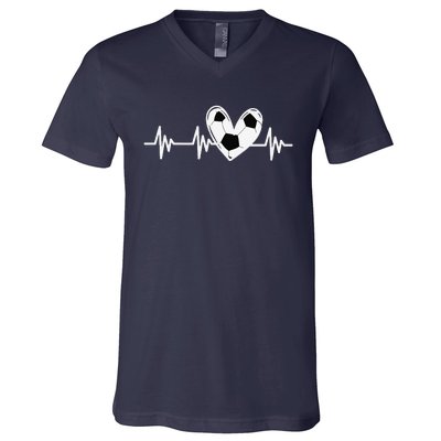 Soccer Heartbeat Love For Tween Girl Teens Women V-Neck T-Shirt