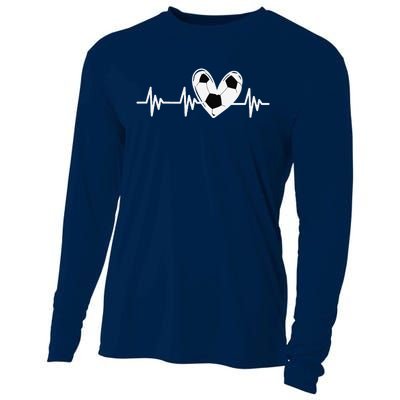 Soccer Heartbeat Love For Tween Girl Teens Women Cooling Performance Long Sleeve Crew