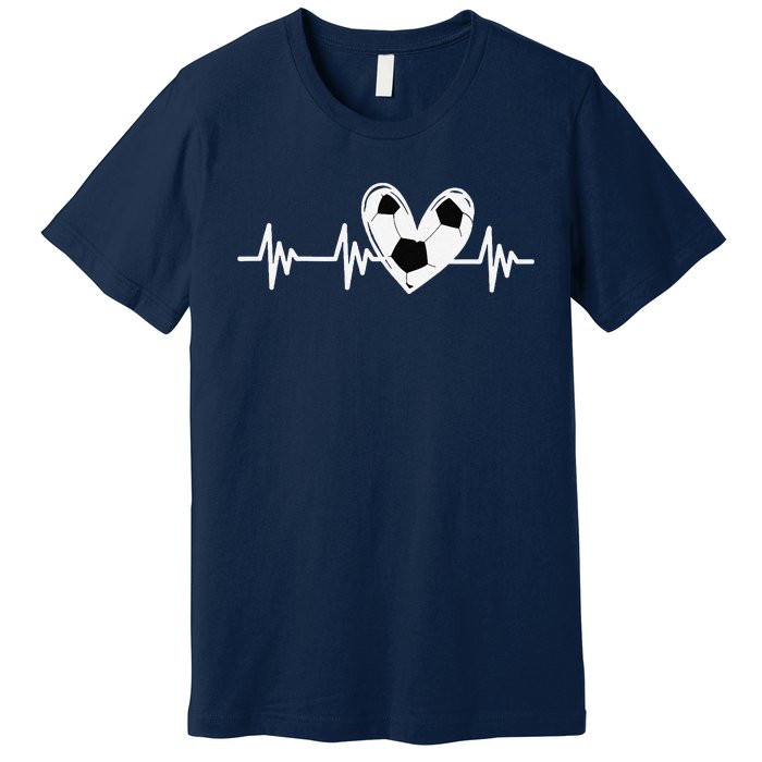 Soccer Heartbeat Love For Tween Girl Teens Women Premium T-Shirt