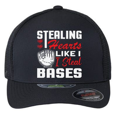 Stealing Hearts Like I Steal Bases Baseball Valentine's Day Flexfit Unipanel Trucker Cap