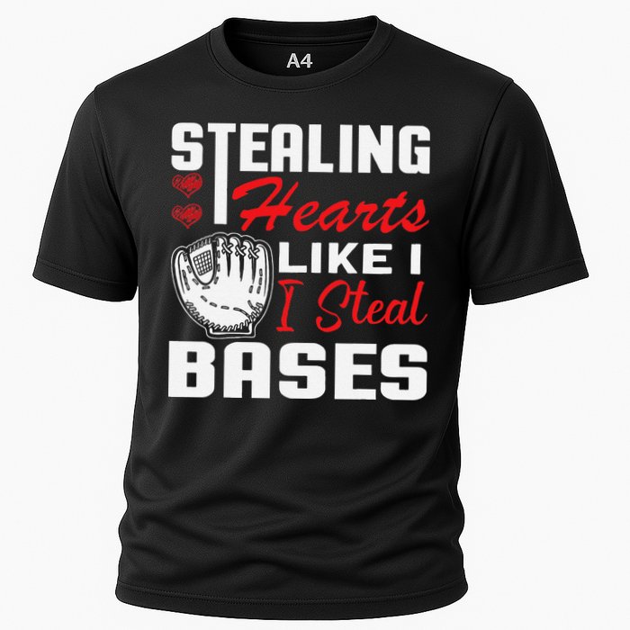 Stealing Hearts Like I Steal Bases Baseball Valentine's Day Cooling Performance Crew T-Shirt