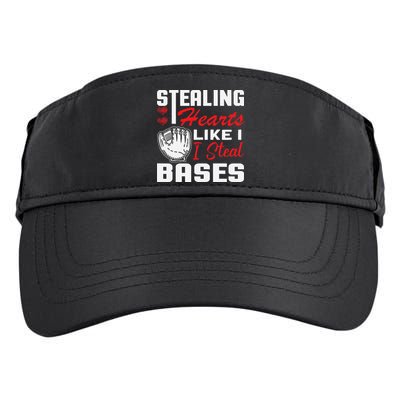 Stealing Hearts Like I Steal Bases Baseball Valentine's Day Adult Drive Performance Visor