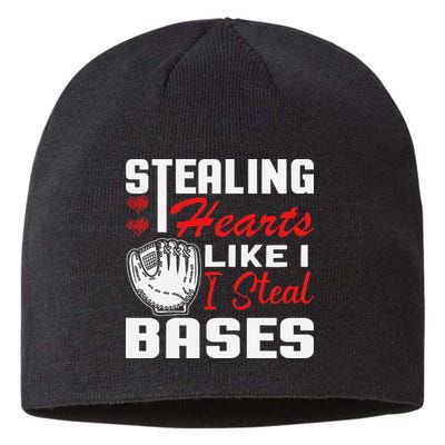 Stealing Hearts Like I Steal Bases Baseball Valentine's Day Sustainable Beanie