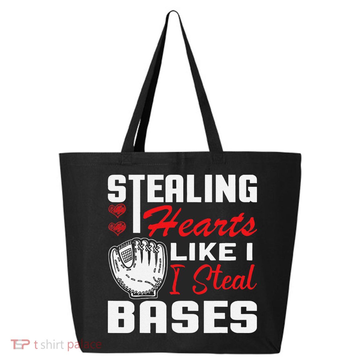 Stealing Hearts Like I Steal Bases Baseball Valentine's Day 25L Jumbo Tote