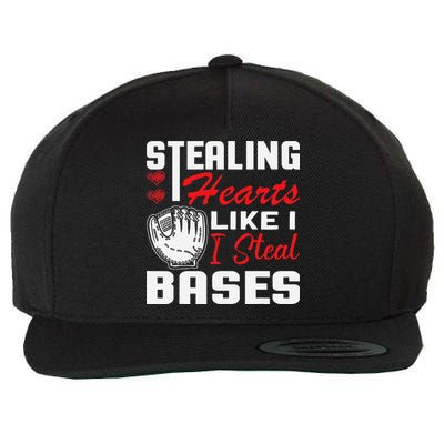 Stealing Hearts Like I Steal Bases Baseball Valentine's Day Wool Snapback Cap