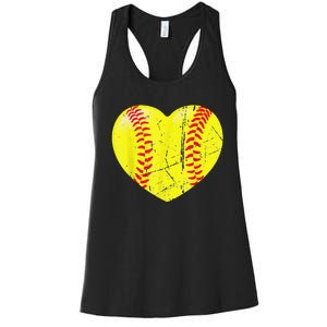 Softball Heart Love Valentines Day Sport Lovers Teenager Women's Racerback Tank