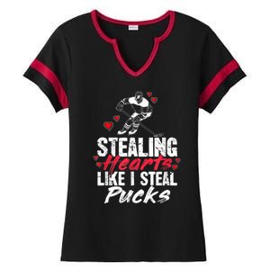 Stealing Heart Like I Steal Pucks Valentines Day Hockey Ladies Halftime Notch Neck Tee