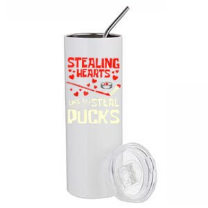 Stealing Heart Like I Steal Pucks Valentines Day Hockey Stainless Steel Tumbler