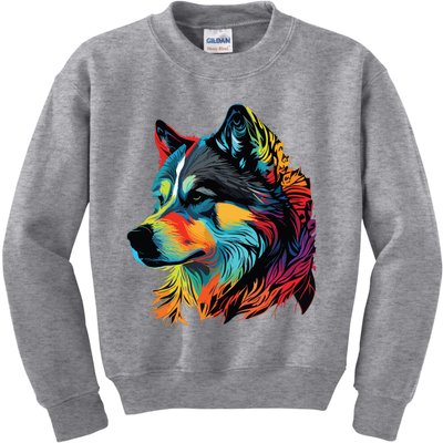 Siberian Husky Lovers Pop Art Huskie Design Siberian Husky Kids Sweatshirt