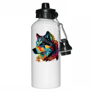 Siberian Husky Lovers Pop Art Huskie Design Siberian Husky Aluminum Water Bottle