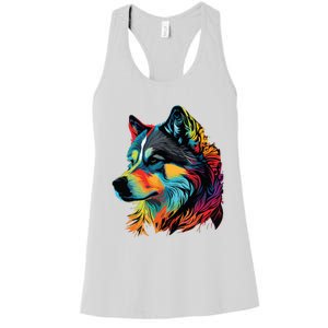 Siberian Husky Lovers Pop Art Huskie Design Siberian Husky Women's Racerback Tank