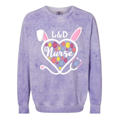 Stethoscope Heart L And D Nurse Easter Bunny Labor And Delivery Gift Colorblast Crewneck Sweatshirt