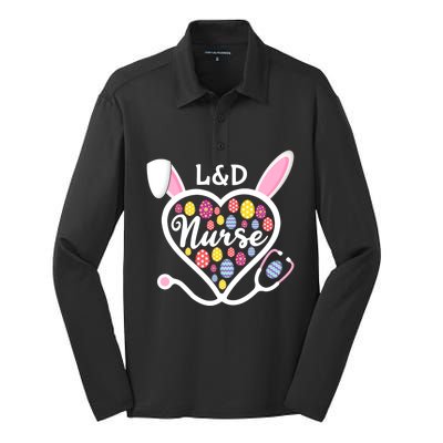 Stethoscope Heart L And D Nurse Easter Bunny Labor And Delivery Gift Silk Touch Performance Long Sleeve Polo