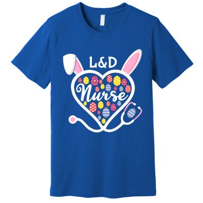 Stethoscope Heart L And D Nurse Easter Bunny Labor And Delivery Gift Premium T-Shirt