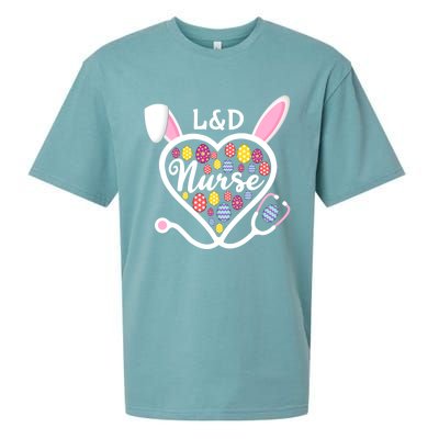 Stethoscope Heart L And D Nurse Easter Bunny Labor And Delivery Gift Sueded Cloud Jersey T-Shirt