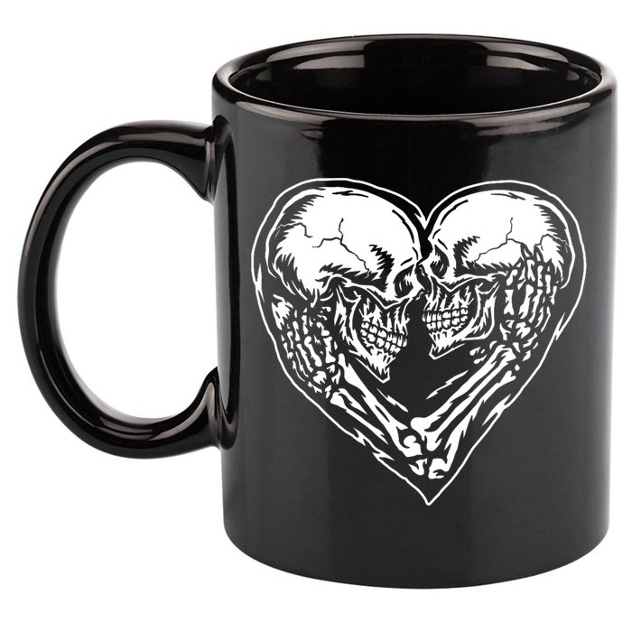 Skull Heart Love 11oz C Handle Ceramic Mug