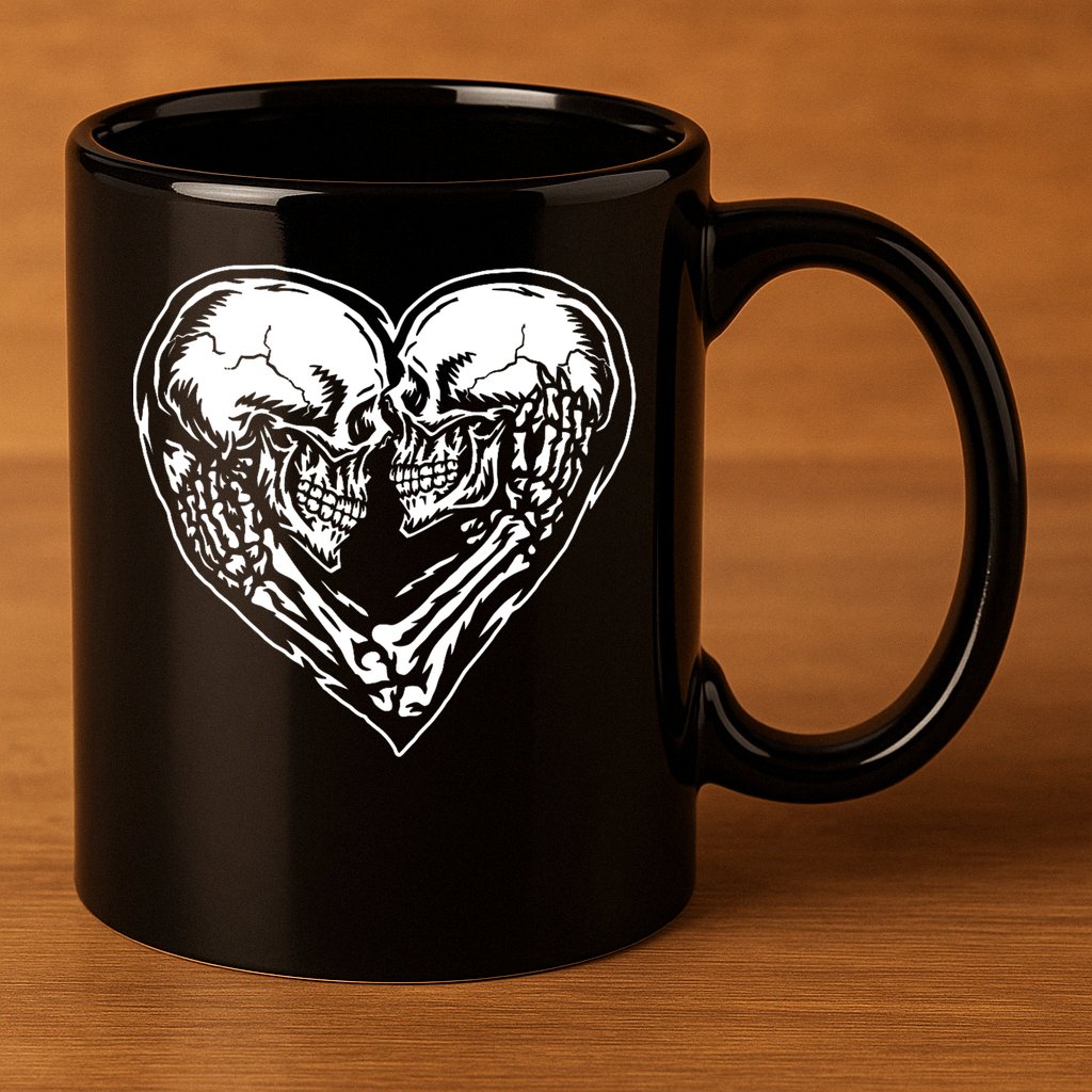 Skull Heart Love 11oz C Handle Ceramic Mug