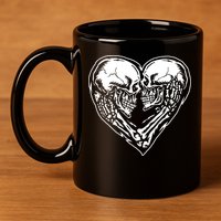 Skull Heart Love 11oz C Handle Ceramic Mug